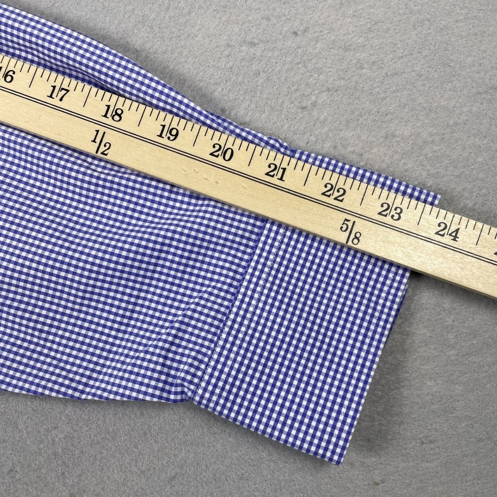 Ralph Lauren Button Down Mens 15.5 32/33 Blue Gingham Easy Care Cotton Shirt - Picture 9 of 9